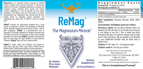 ReMag - The Magnesium Miracle | Dr. Dean's Pico-Meter Liquid Magnesium - 240ml
