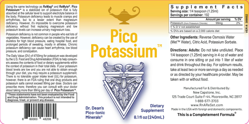 Pico Potassium - Dr. Dean's Pico-Ionic Potassium Solution - 240ml